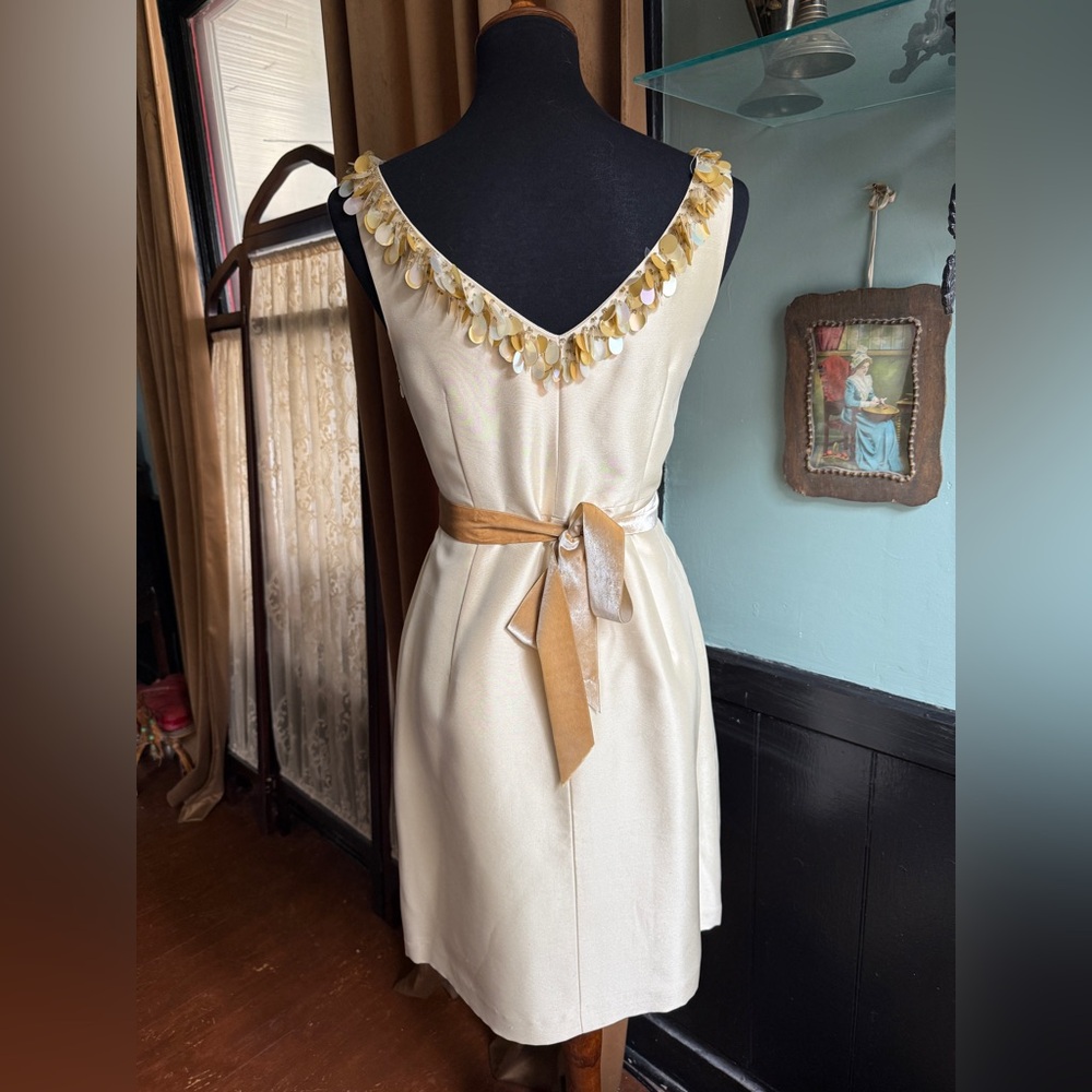 Banana Republic Cream Midi Dress with Gold Accents - Picture 3 of 11